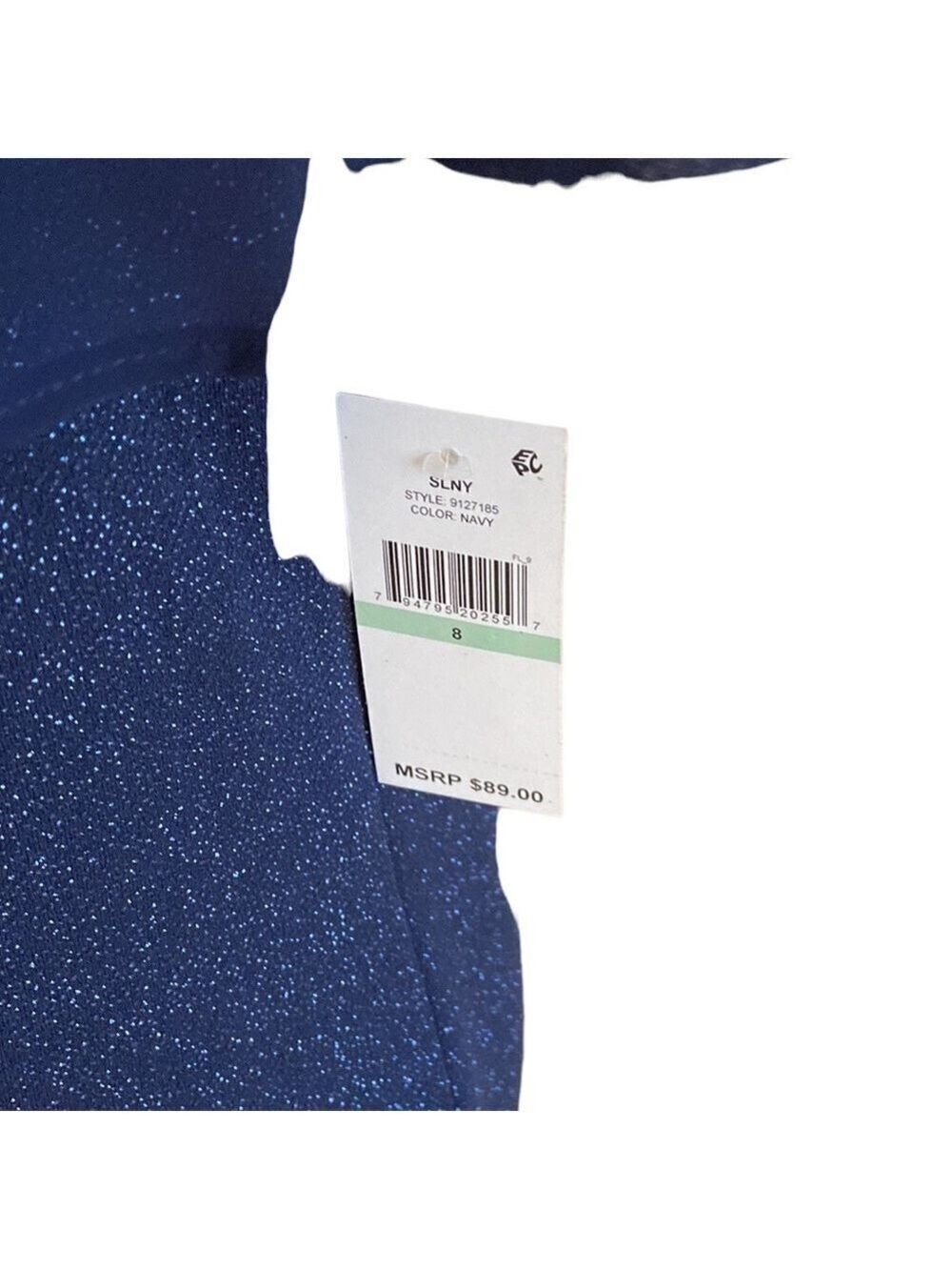 SLNY Sheath Dress Embellished Sparkly Navy Size 8 New - Picture 5 of 5